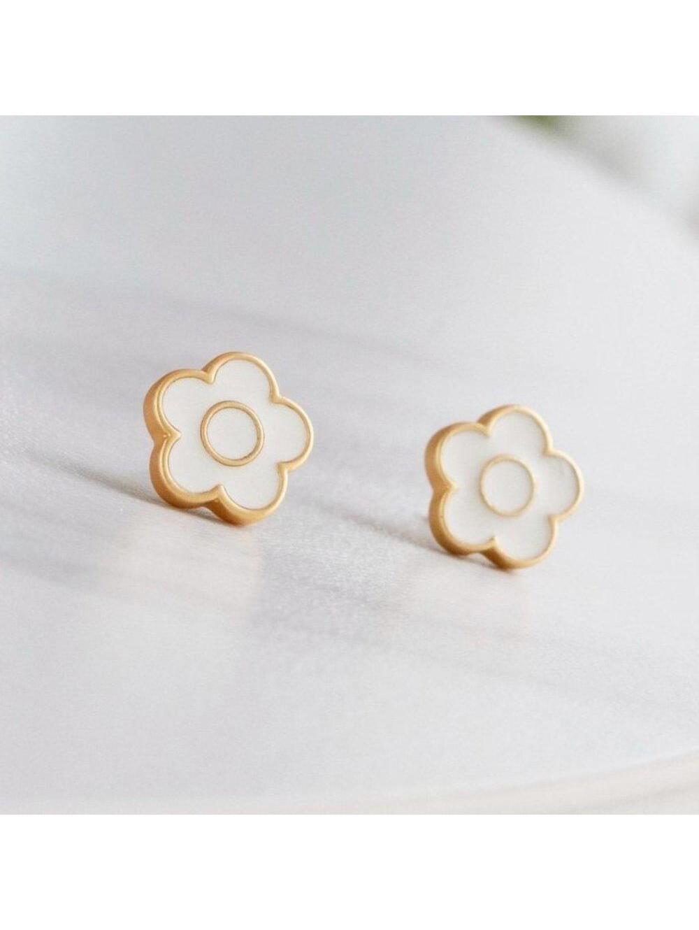 Anthropologie Enamel Daisy Stud Earrings